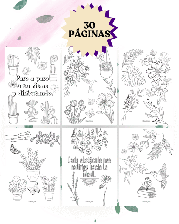 Láminas Florales para Colorear - Image 2